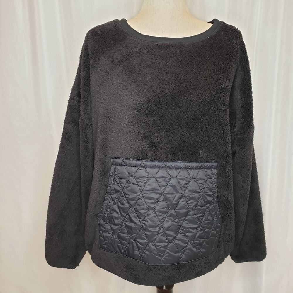 Joy Lab High Pile Sharpa Pullover Kangaroo Pocket Black Medium NEW - Picture 3 of 7
